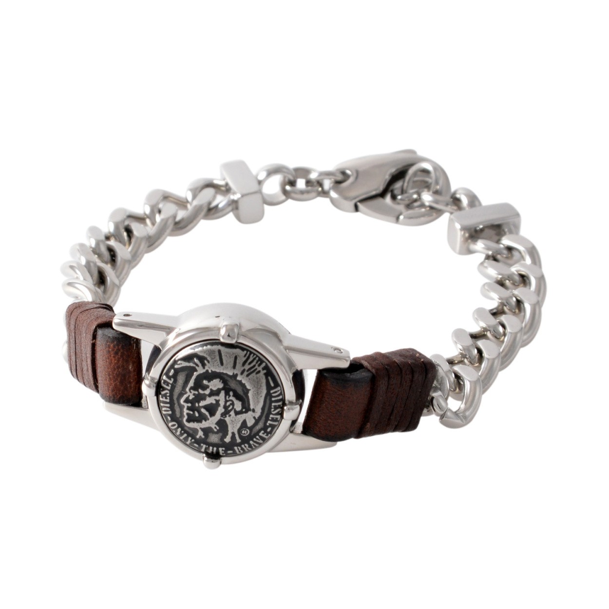 ディーゼル DIESEL DX1052040 レザー＆チェーン メンズ ブレスレット ブレイブマン（モヒカン）