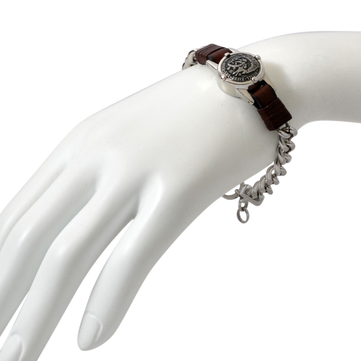 ディーゼル DIESEL DX1052040 レザー＆チェーン メンズ ブレスレット ブレイブマン（モヒカン）