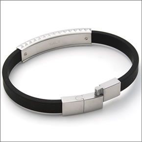 エンポリオアルマーニ EGS1882040 イーグルロゴ プレート ラバー ブレスレット ステンレススチール