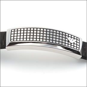 エンポリオアルマーニ EGS1941040 イーグルロゴ プレート ラバー ブレスレット ステンレススチール