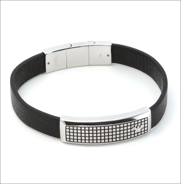 エンポリオアルマーニ EGS1941040 イーグルロゴ プレート ラバー ブレスレット ステンレススチール