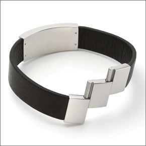 エンポリオアルマーニ EGS1977040 イーグルロゴ ボーダー・グラデーション プレート レザー ブレスレット ステンレススチール