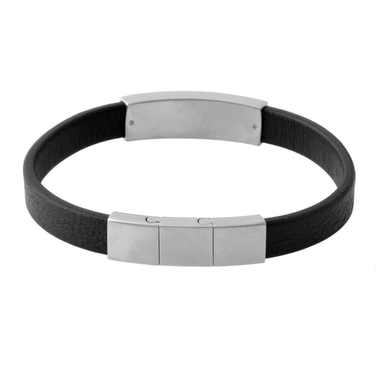 エンポリオアルマーニ EMPORIO ARMANI EGS2288040 イーグルロゴ レザー メンズ ブレスレット STEEL/BLK ONYX