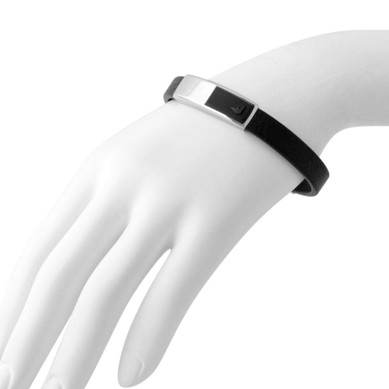 エンポリオアルマーニ EMPORIO ARMANI EGS2288040 イーグルロゴ レザー メンズ ブレスレット STEEL/BLK ONYX