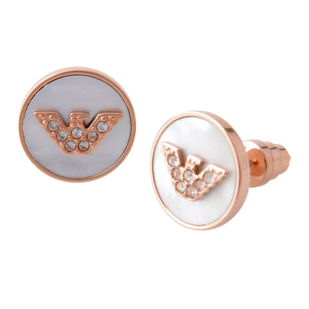 エンポリオアルマーニ EMPORIO ARMANI EGS2311221 イーグルロゴ スタッド ピアス IP RG/PP Stones/MOP
