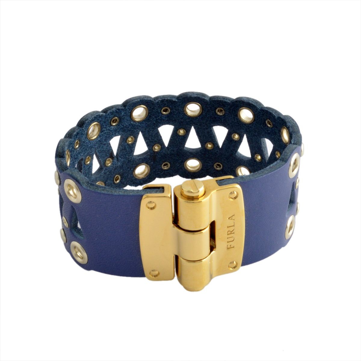フルラ FURLA 831781 BPS3 FG0 BLU COBALTO カットワークレザー バングル ブレスレット VENERE BANGLE TRAFORO