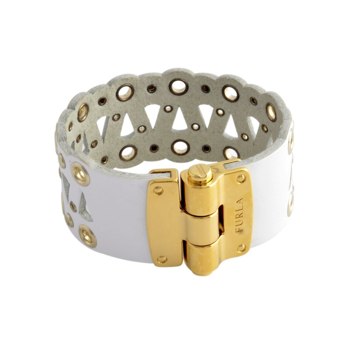 フルラ FURLA 831784 BPS3 FG0 CHALK カットワークレザー バングル ブレスレット VENERE BANGLE TRAFORO