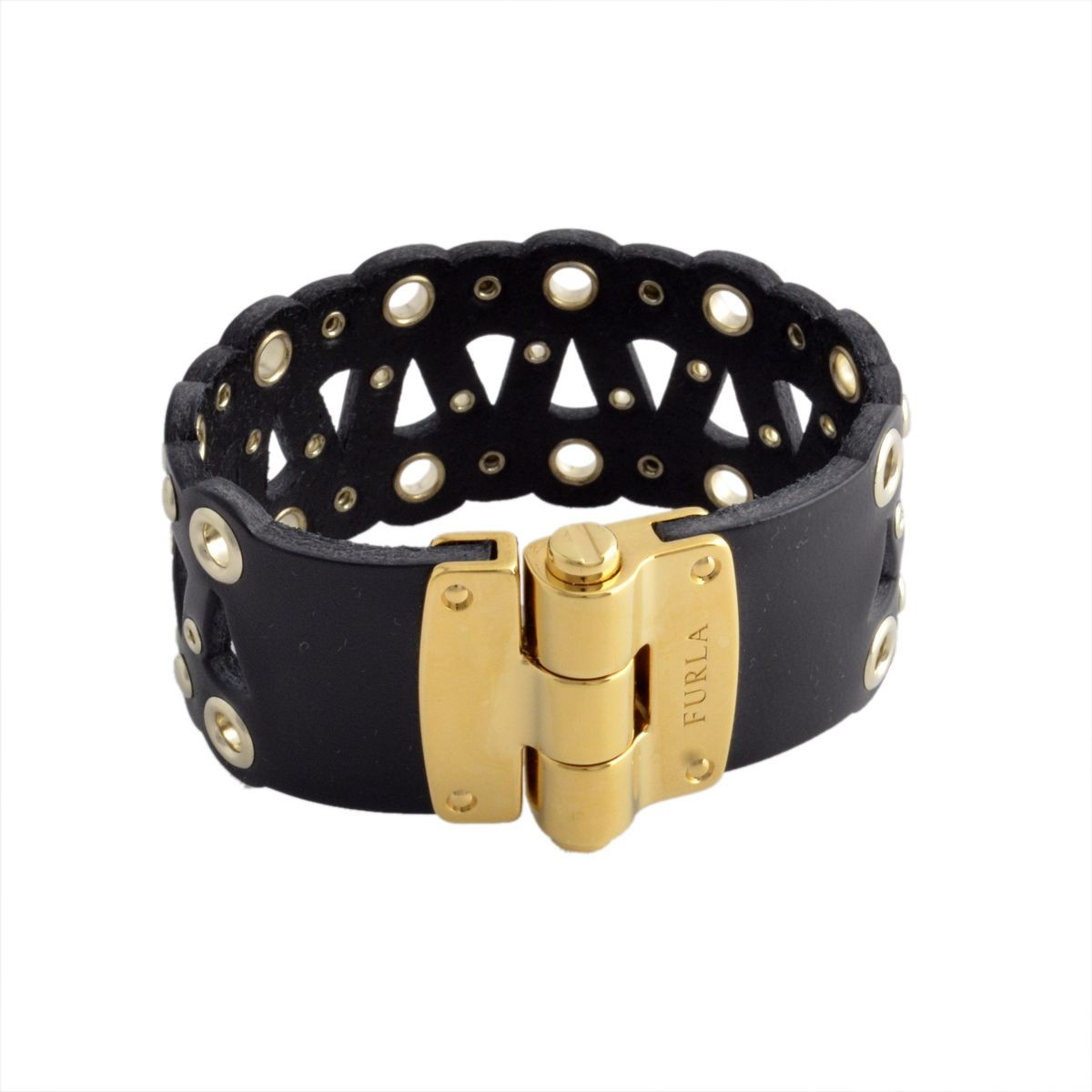 フルラ FURLA 831787 BPS3 FG0 ONYX カットワークレザー バングル ブレスレット VENERE BANGLE TRAFORO