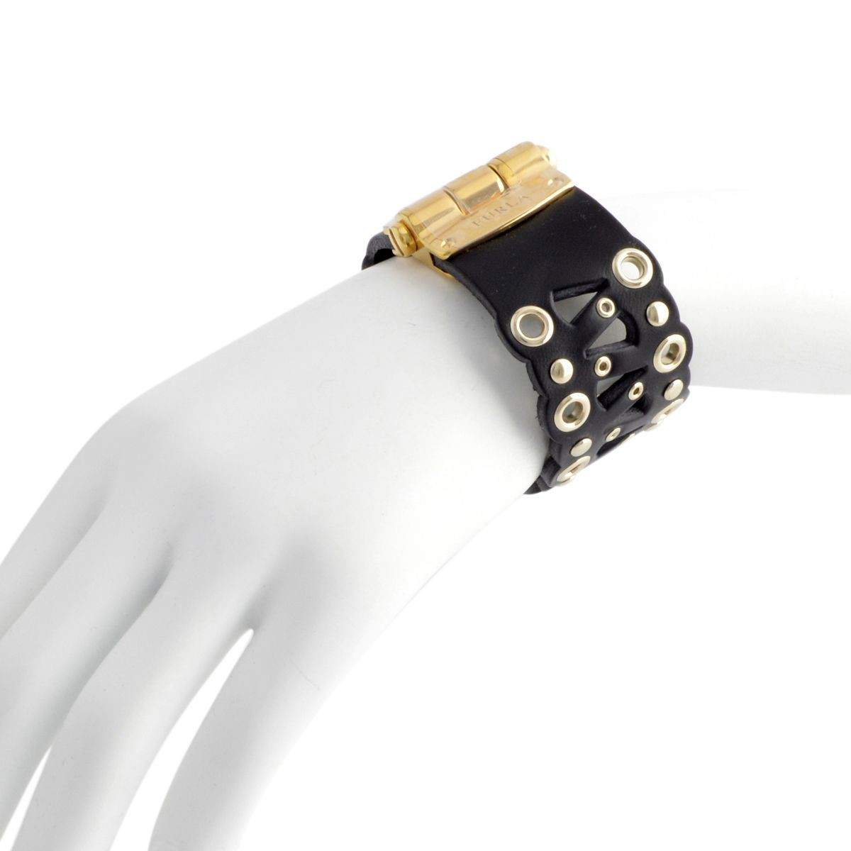 フルラ FURLA 831787 BPS3 FG0 ONYX カットワークレザー バングル ブレスレット VENERE BANGLE TRAFORO