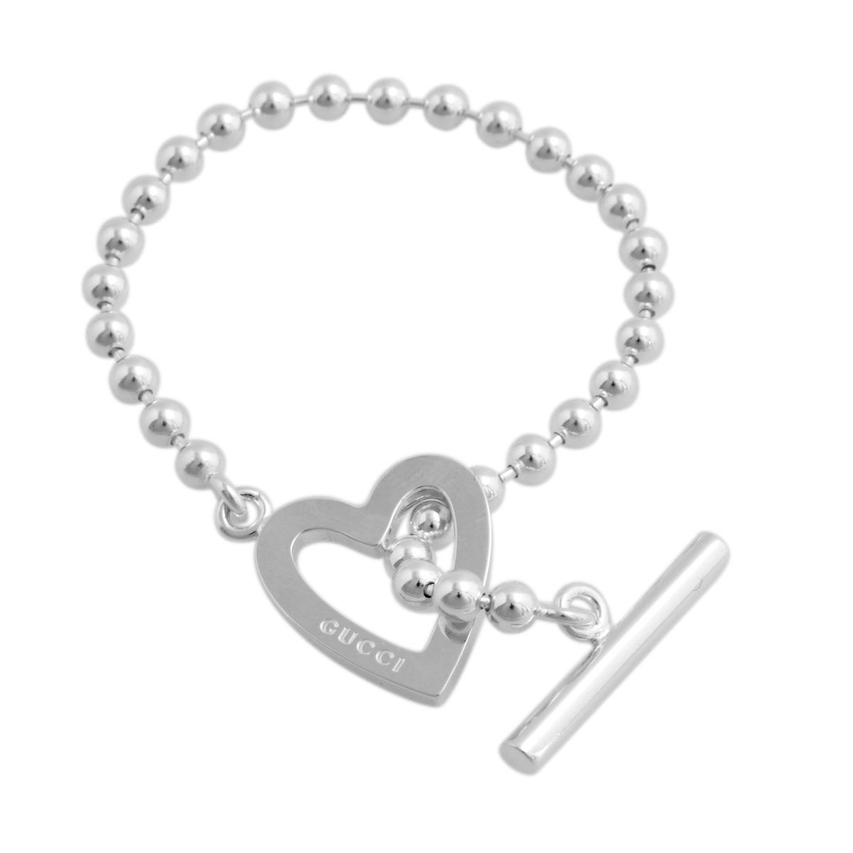 グッチ GUCCI 181447-J8400-8106 TOGGLE HEART トグル ハート ボール チェーン ブレスレット 16cm