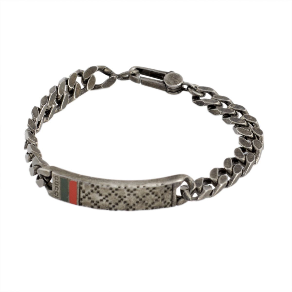 グッチ GUCCI 295676-J89L0-8518 DIAMANTISSIMA ディアマンティッシマ エイジドパラジウム メンズ リンクチェーン ブレスレット 17cm