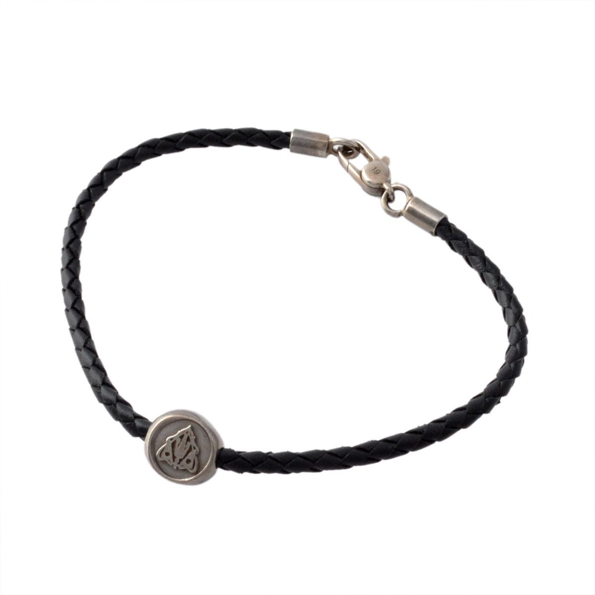 グッチ GUCCI 270577-J8980-8163 19cm CREST クレスト 編み込みレザー メンズ ブレスレット