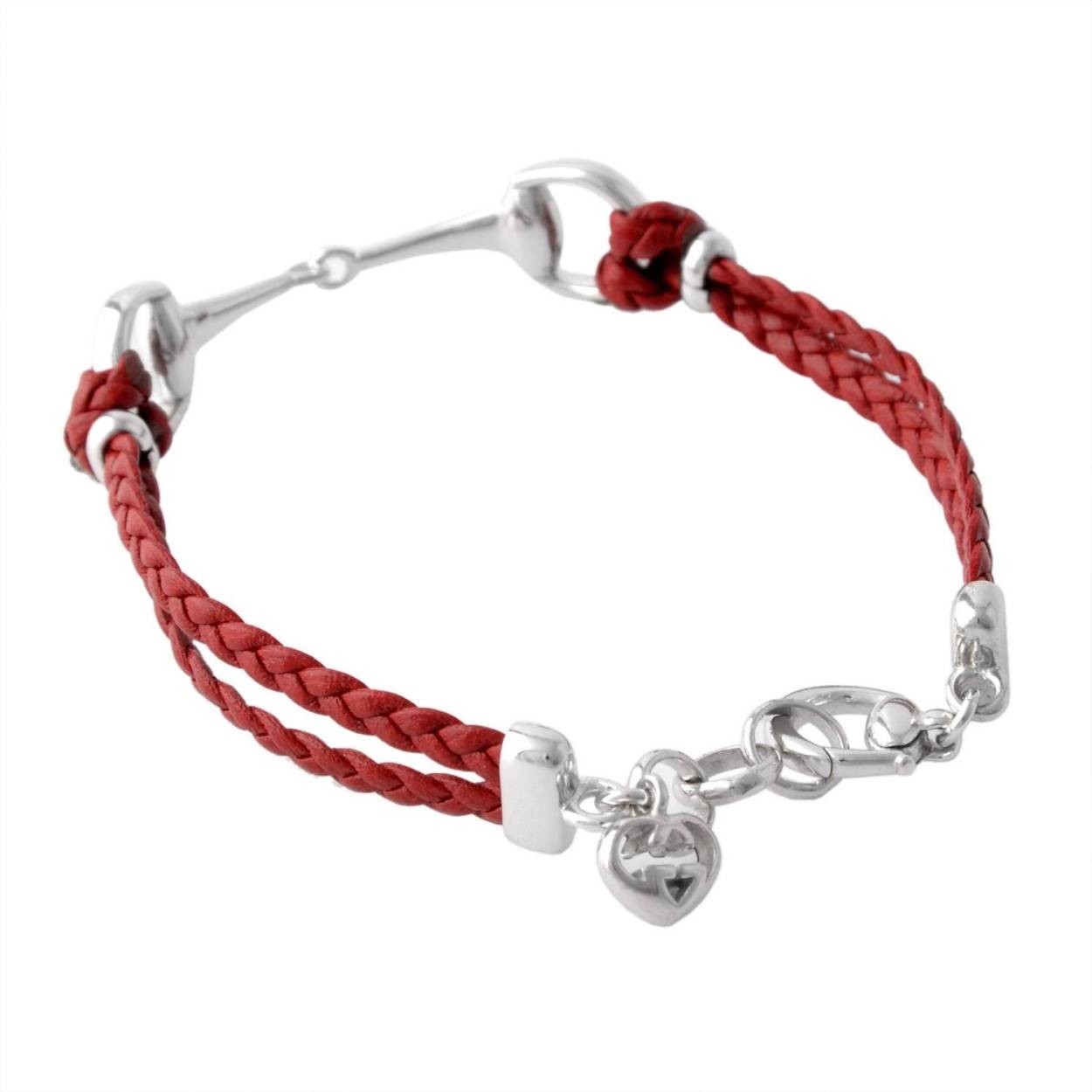 グッチ GUCCI 341080-J21R0-8134 17cm HORSEBIT ホースビット 編み込みレザー ブレスレット