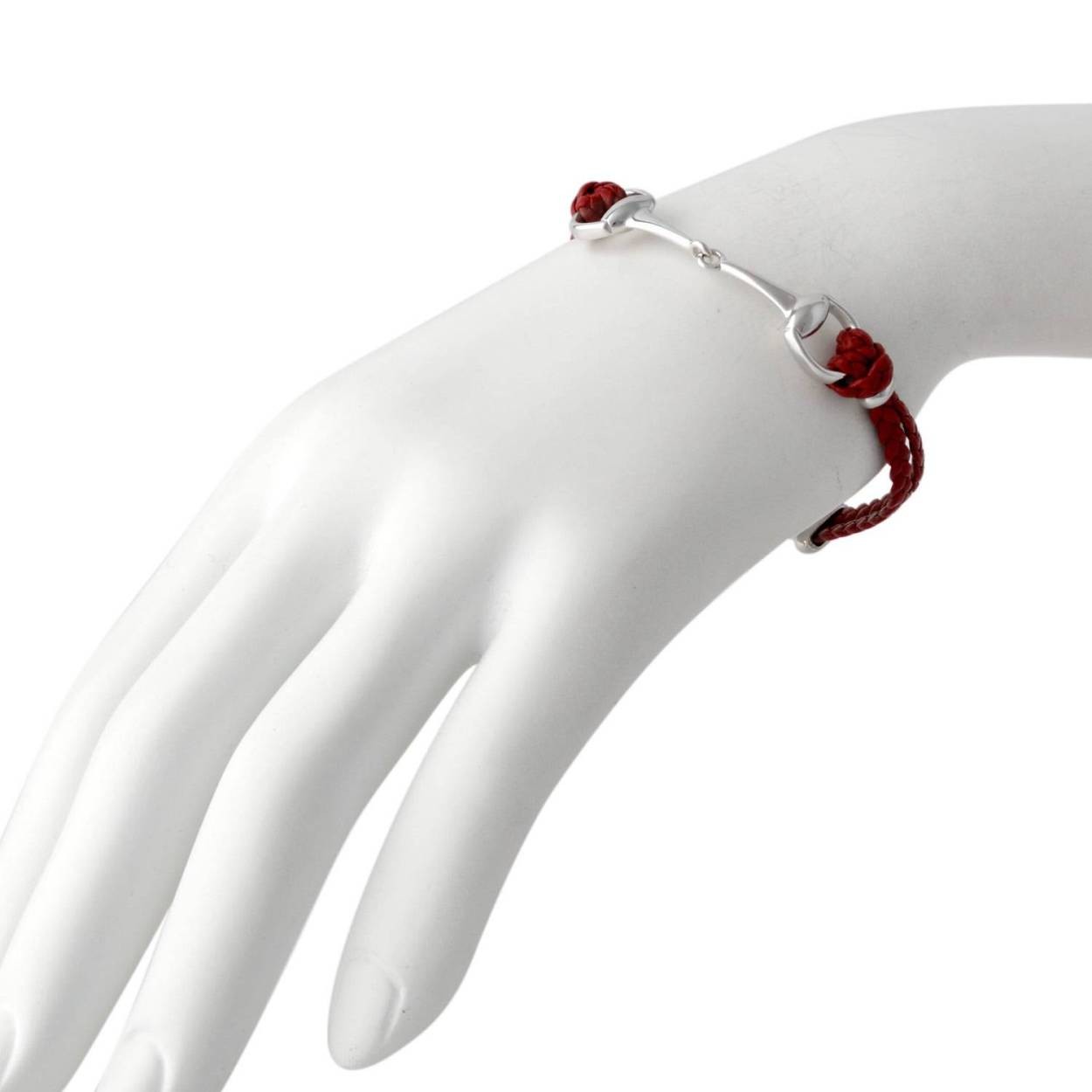 グッチ GUCCI 341080-J21R0-8134 17cm HORSEBIT ホースビット 編み込みレザー ブレスレット