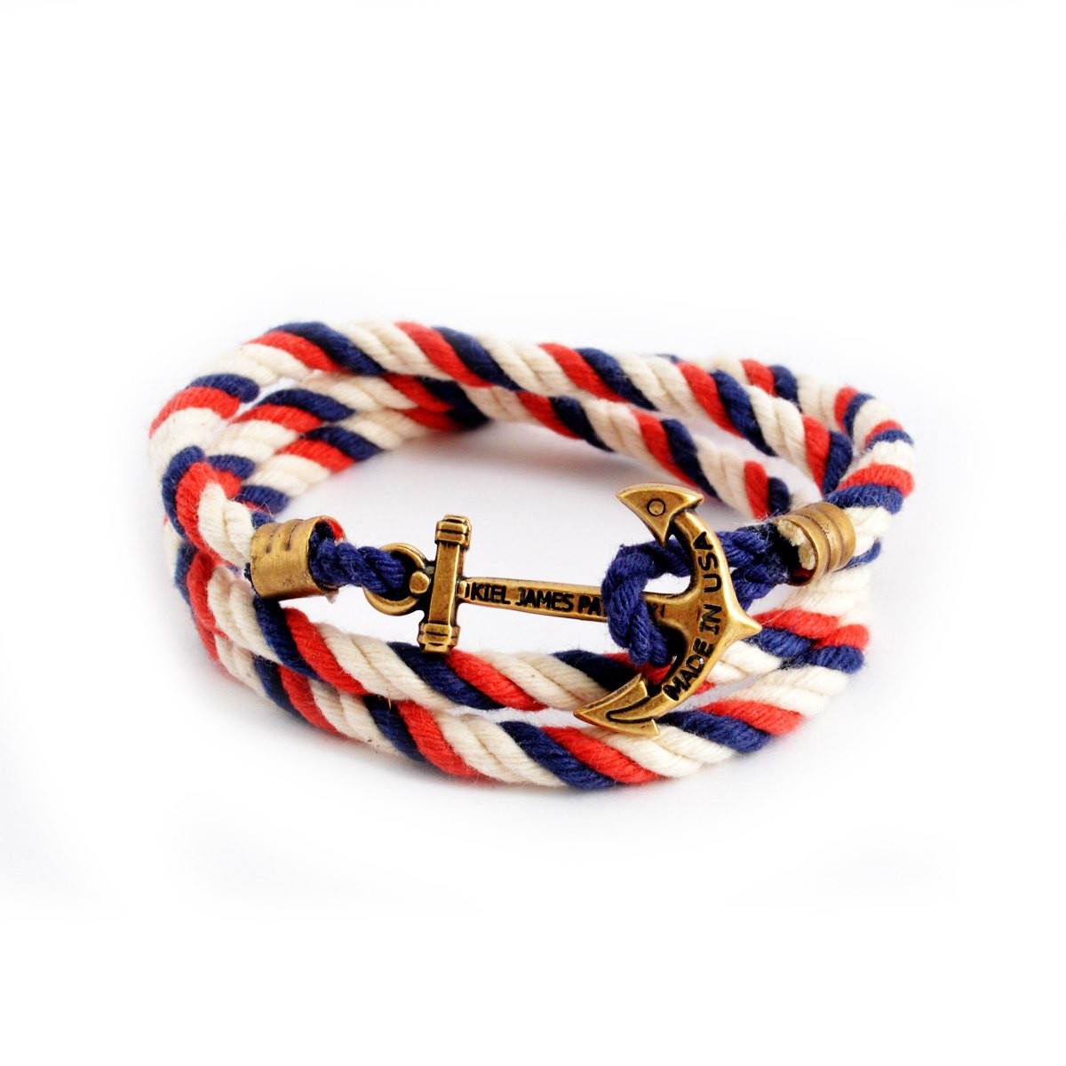 キールジェイムスパトリック Kiel James Patrick LH-898-601 Lanyard Hitch Collection Jack Fitz アンカーモチーフ 3連 ロープブレスレット ユニセックス