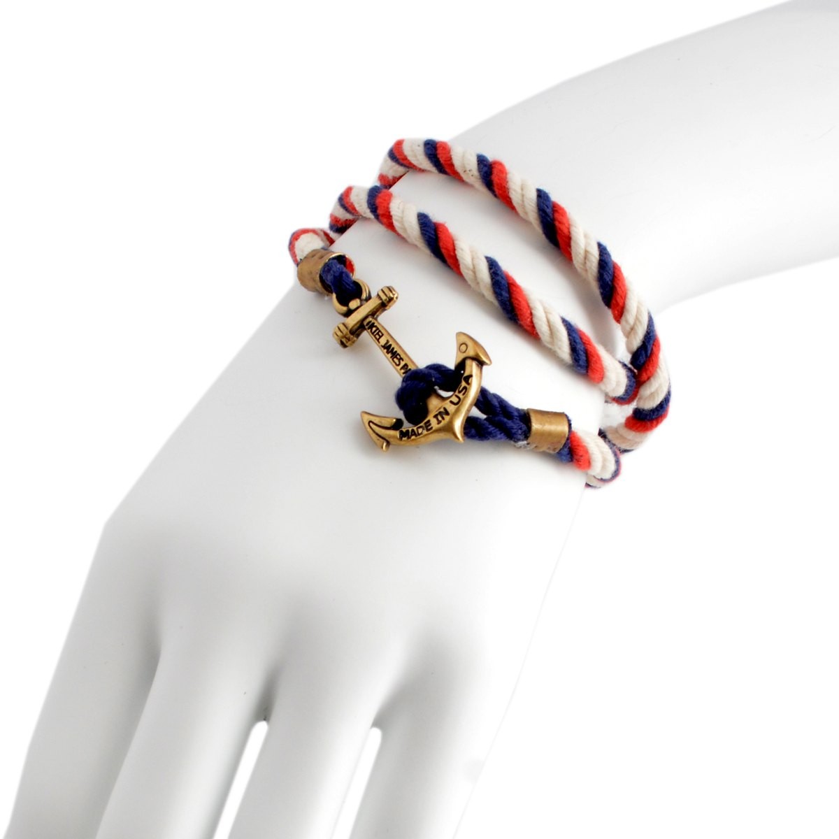 キールジェイムスパトリック Kiel James Patrick LH-898-601 Lanyard Hitch Collection Jack Fitz アンカーモチーフ 3連 ロープブレスレット ユニセックス