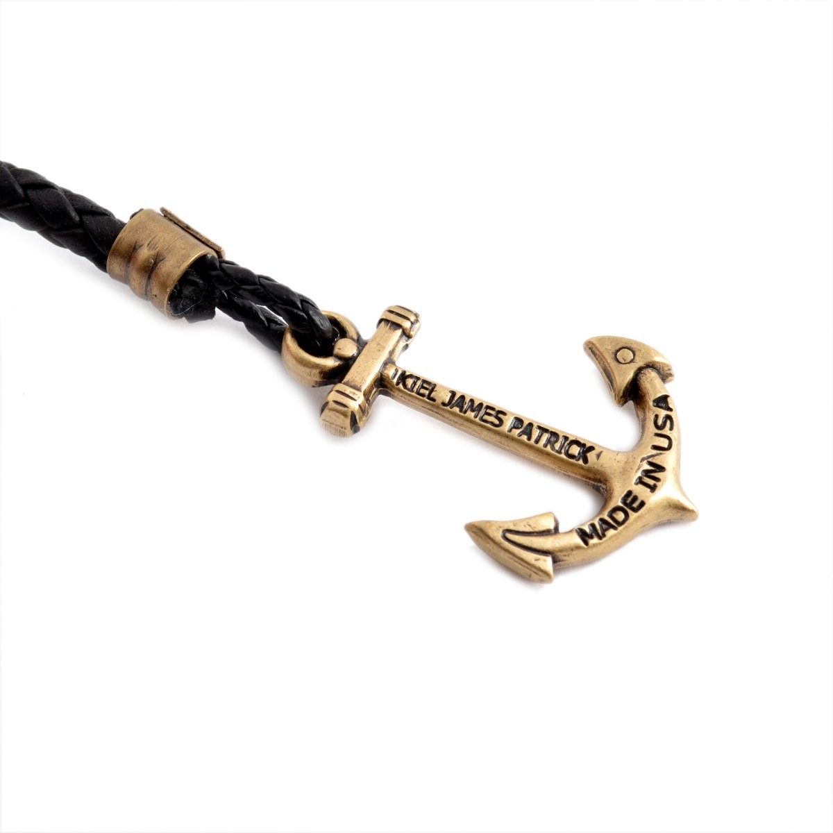 キールジェイムスパトリック Kiel James Patrick QM-1113-001 Quartermaster Collection The Kraken アンカーモチーフ 3連 レザー編み込みブレスレット ユニセックス