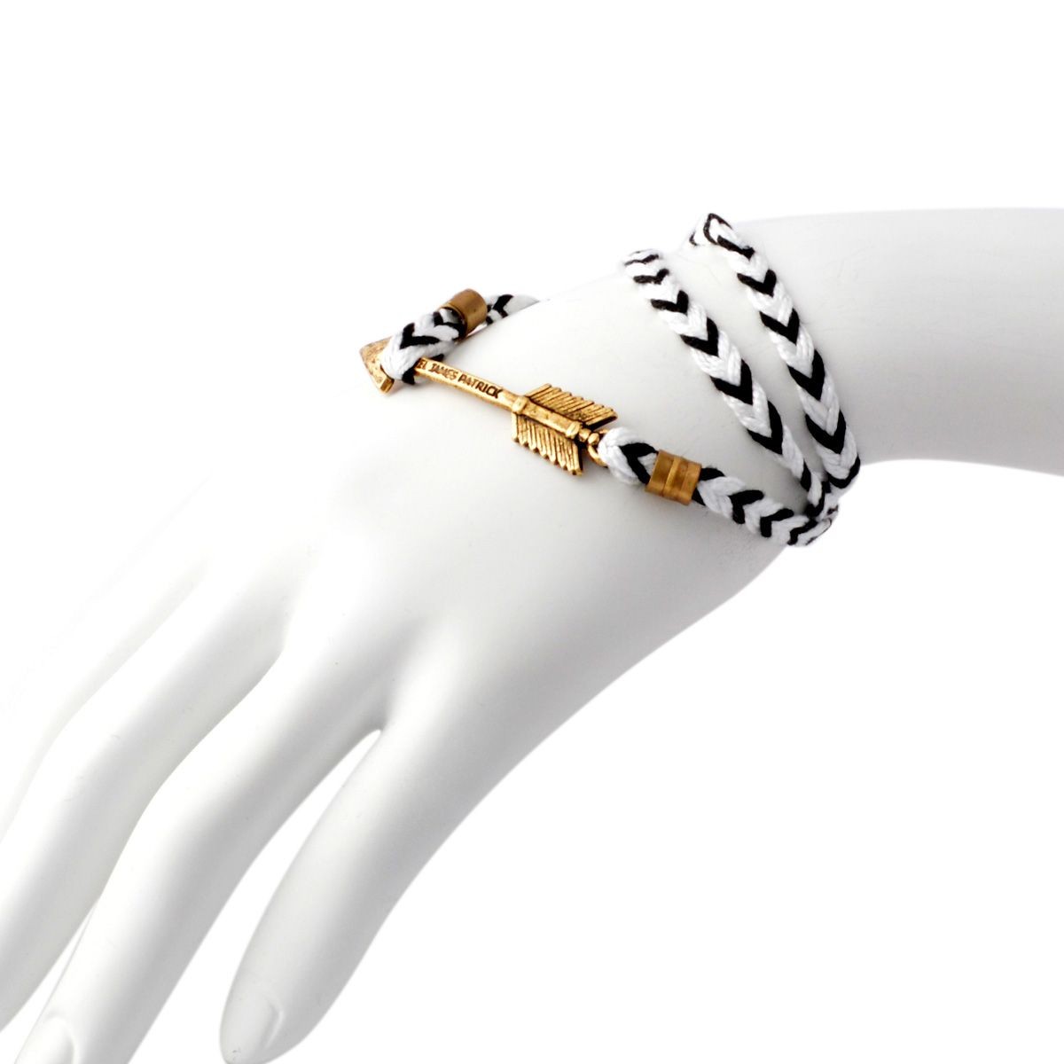 キールジェイムスパトリック Kiel James Patrick AR-1195-105 アローモチーフ 3連 編み込みコットンコードブレスレット ユニセックス Archer Collection Silverado Eclipse