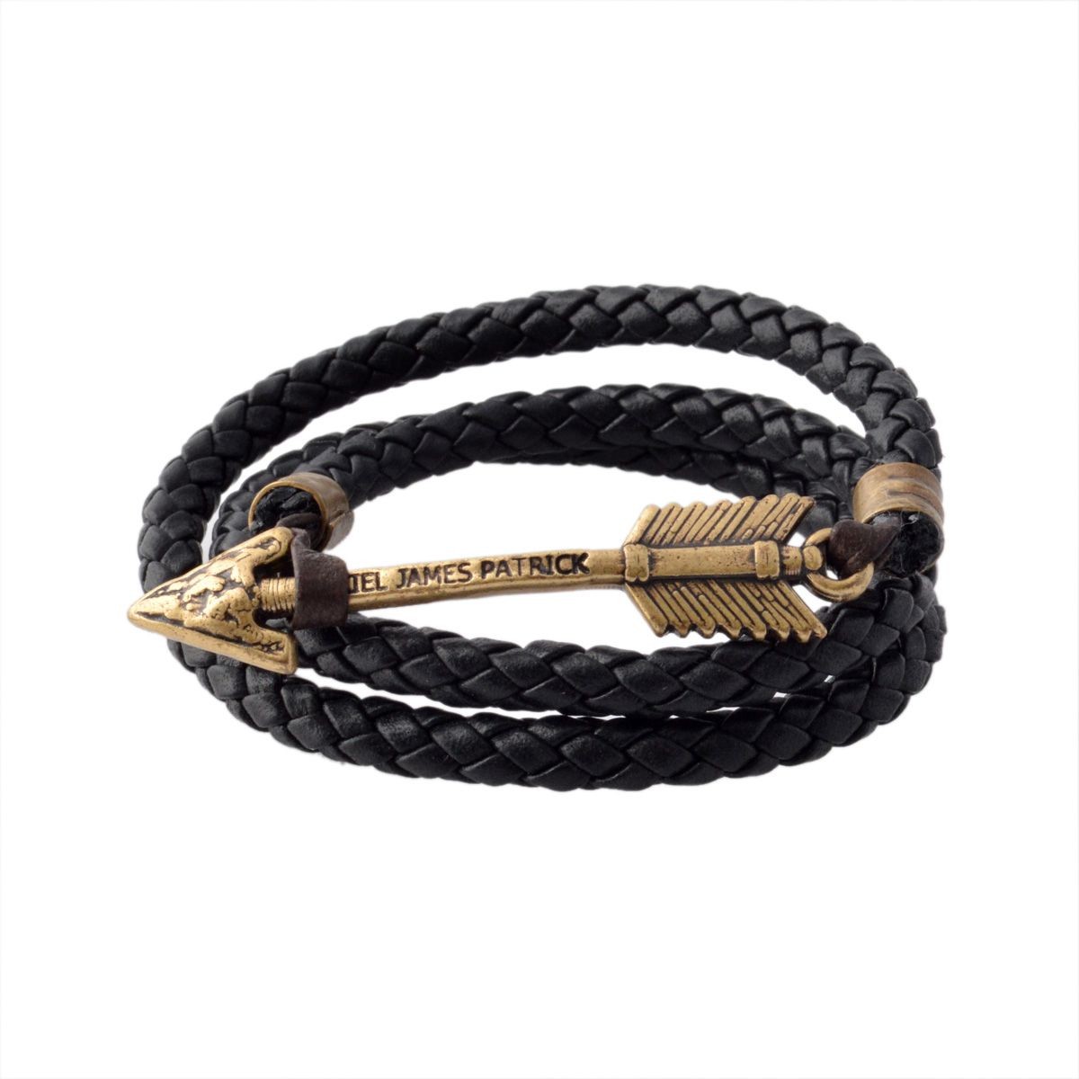 キールジェイムスパトリック Kiel James Patrick AR-1605-001 アローモチーフ 3連 レザー編み込みブレスレット ユニセックス Archer Collection John Snow