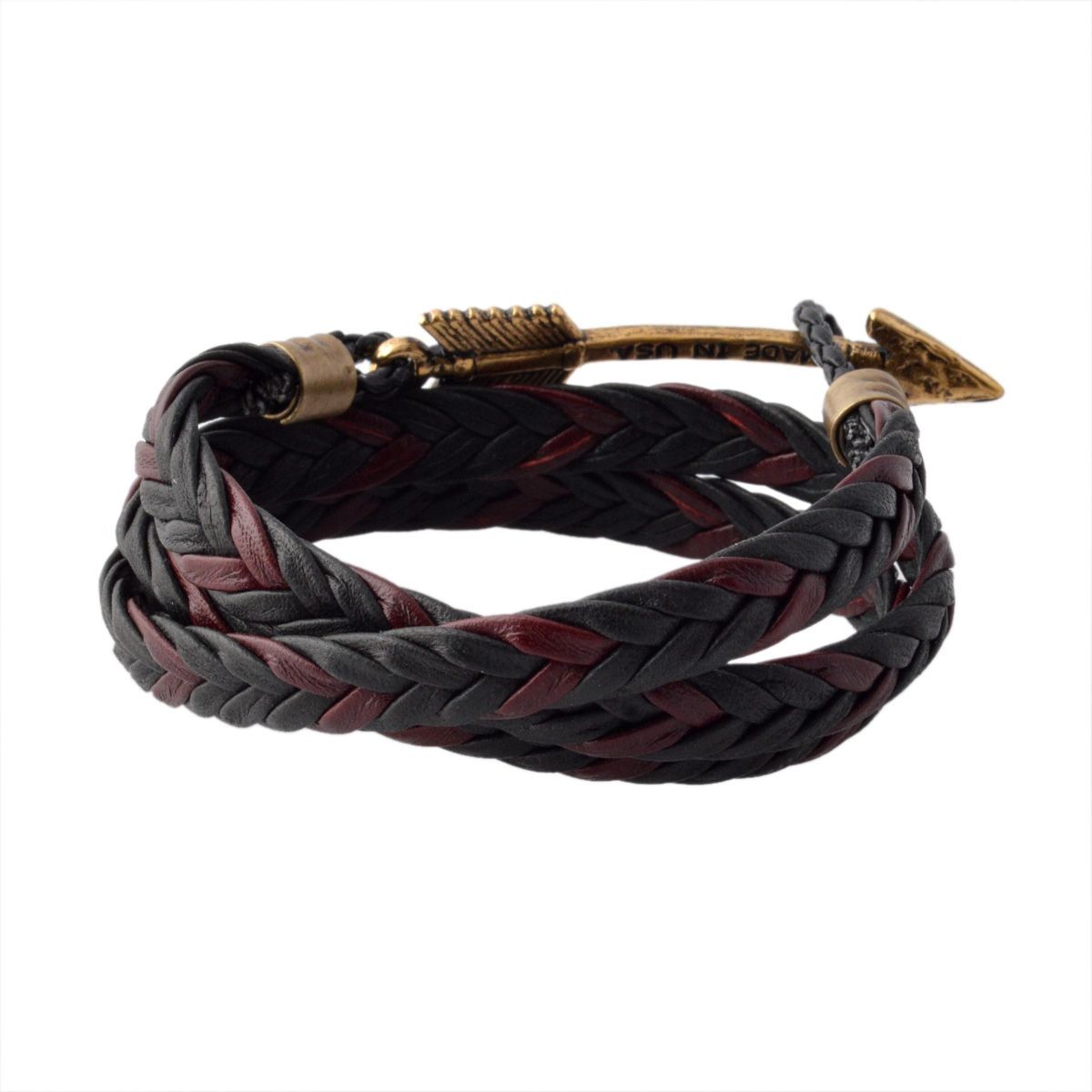 キールジェイムスパトリック Kiel James Patrick AR-1610-001 アローモチーフ 3連 レザー編み込みブレスレット ユニセックス Archer Collection Redwing Blackbird