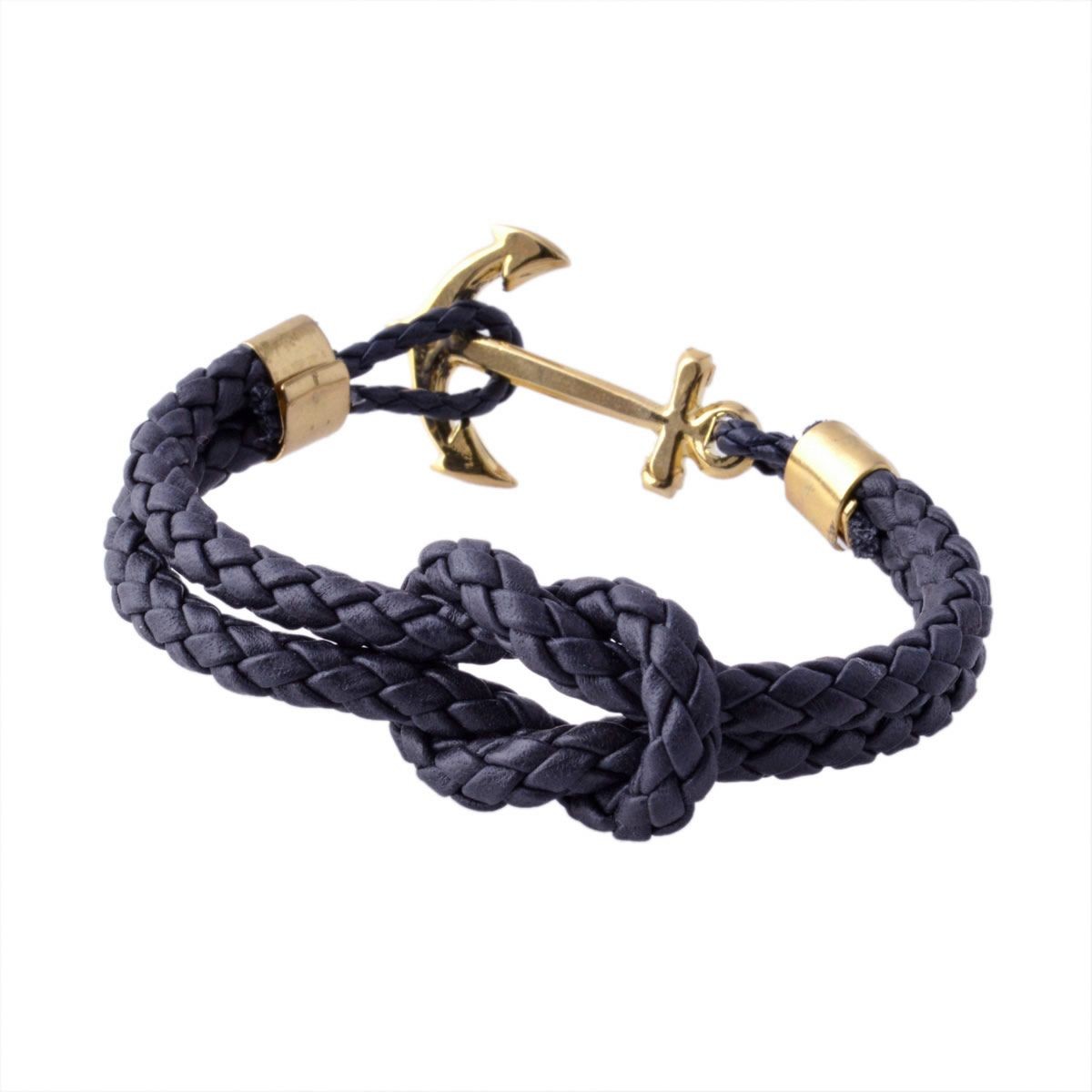 キールジェイムスパトリック Kiel James Patrick QM-1376-1088 アンカーモチーフ レザー編み込みブレスレット ユニセックス Quartermaster Bracelets Lake Minnetonka