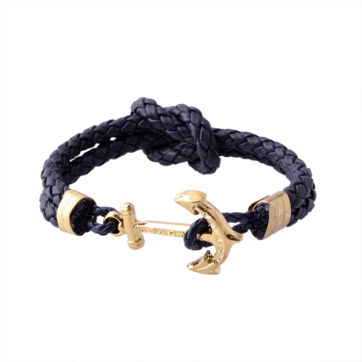 キールジェイムスパトリック Kiel James Patrick QM-1376-1088 アンカーモチーフ レザー編み込みブレスレット ユニセックス Quartermaster Bracelets Lake Minnetonka