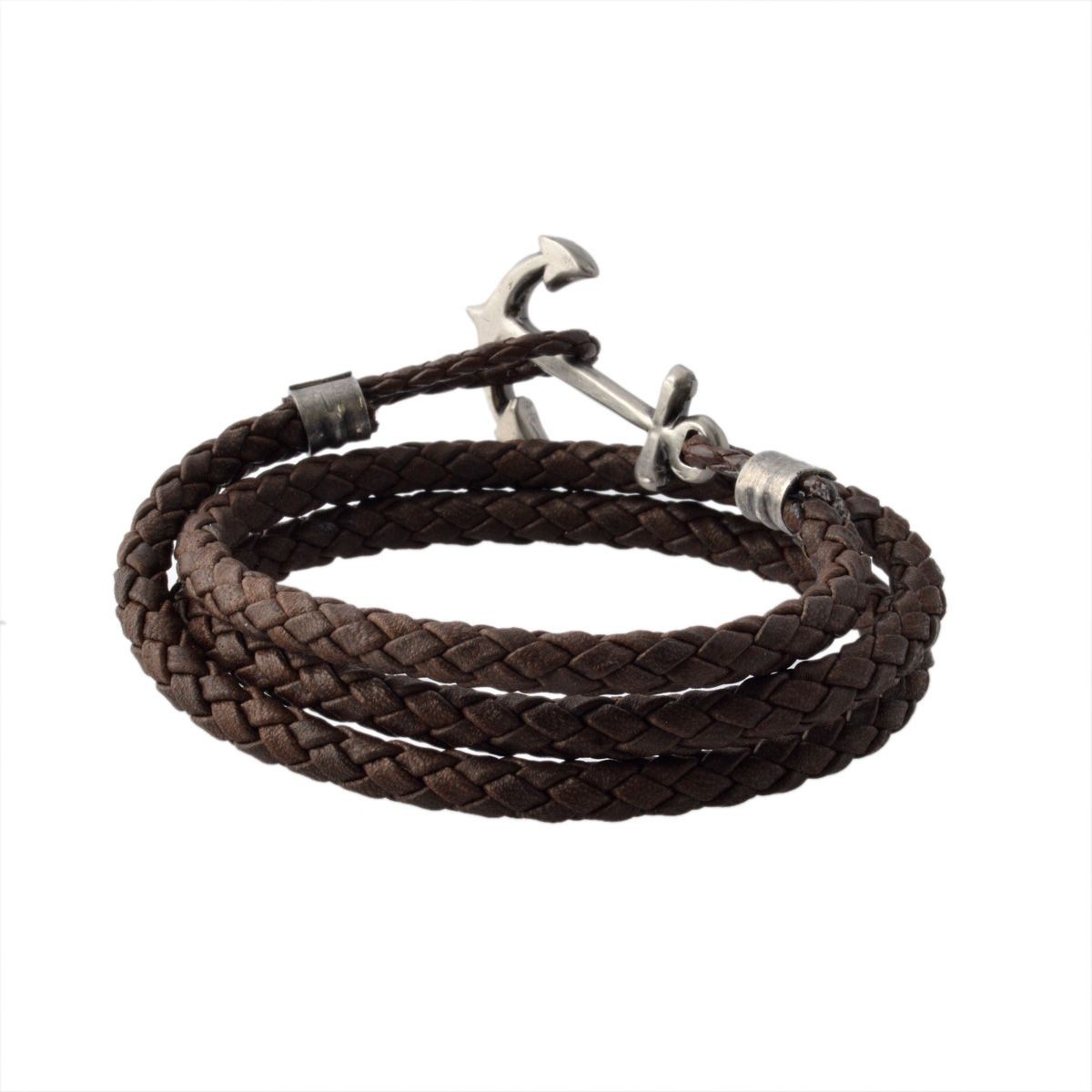キールジェイムスパトリック Kiel James Patrick QM-1614-991 アンカーモチーフ 3連 レザー編み込みブレスレット ユニセックス Quartermaster Bracelets Barrel of Rum