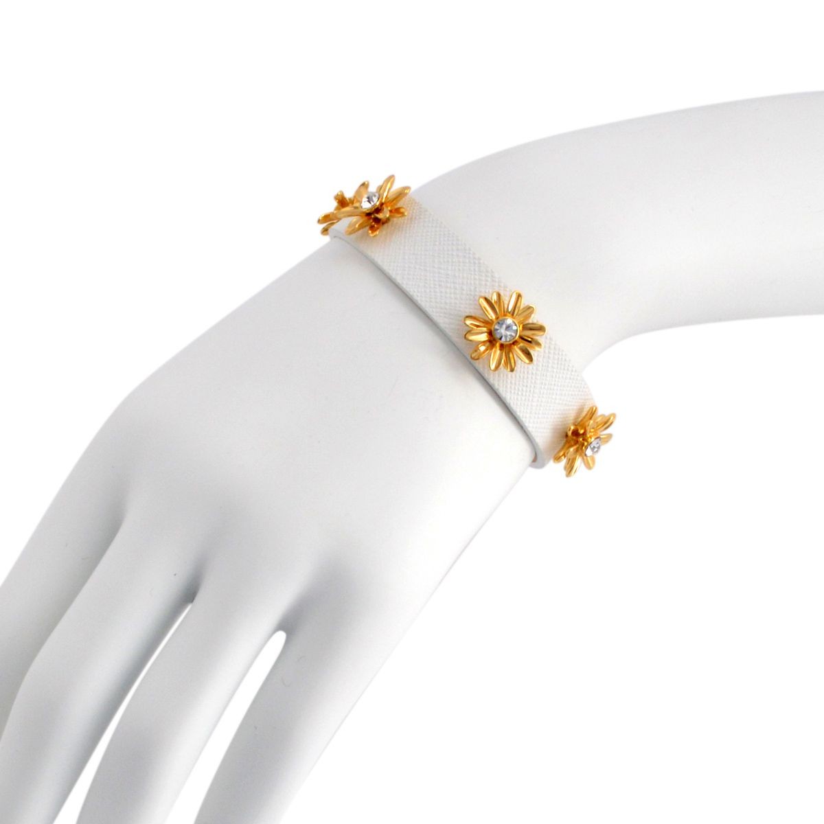 ケイトスペード Kate Spade WBRUB812-100 White ビジュー×デイジー レザーブレスレット Dazzling Daisies Leather Bracelet