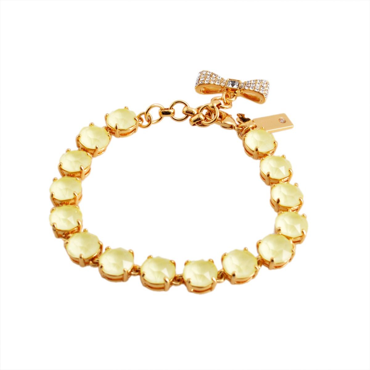ケイトスペード Kate Spade WBRUB814-797 Light Yellow リボンチャーム付 スワロフスキークリスタル ブレスレット Fancy That Bracelet