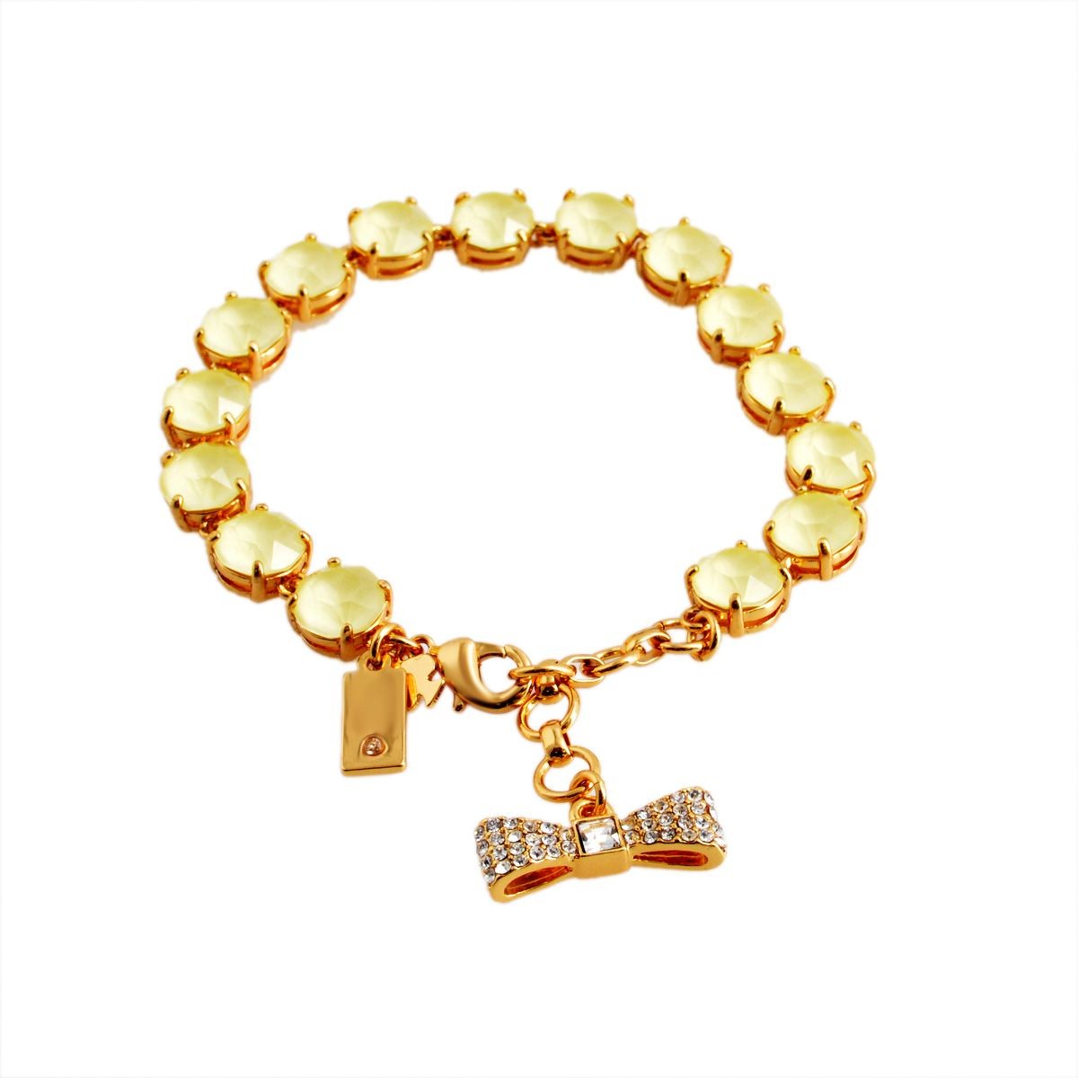 ケイトスペード Kate Spade WBRUB814-797 Light Yellow リボンチャーム付 スワロフスキークリスタル ブレスレット Fancy That Bracelet