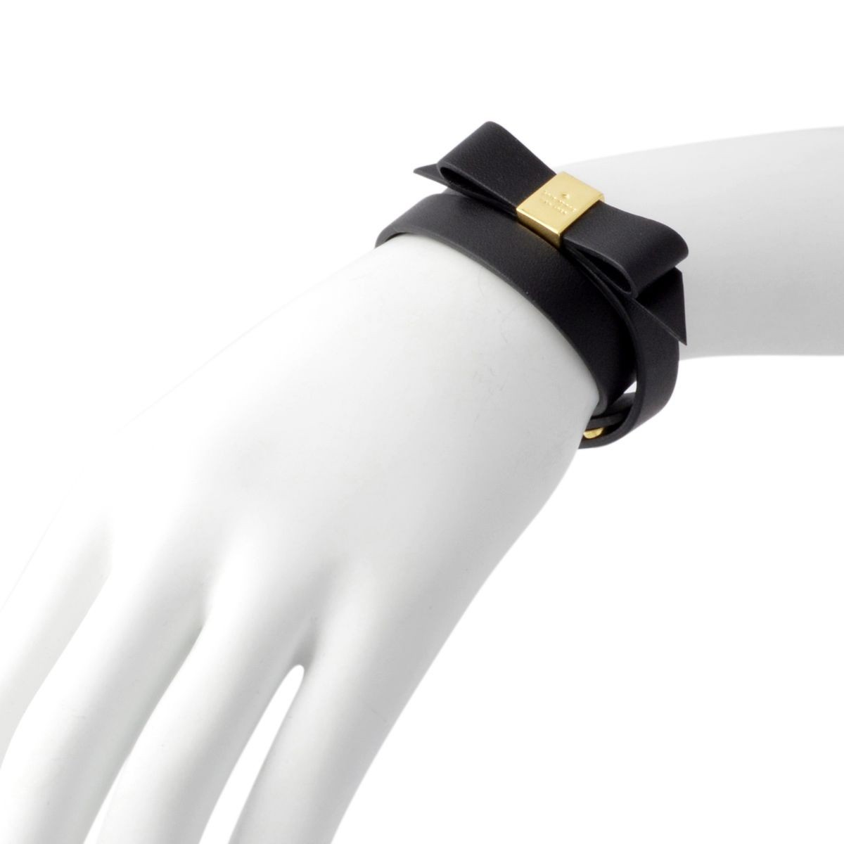 ケイトスペード Kate Spade WBRUD210-001 Black WRAP THINGS UP leather bow wrap bracelet リボンモチーフ ダブルラップ 2連 ブレスレット