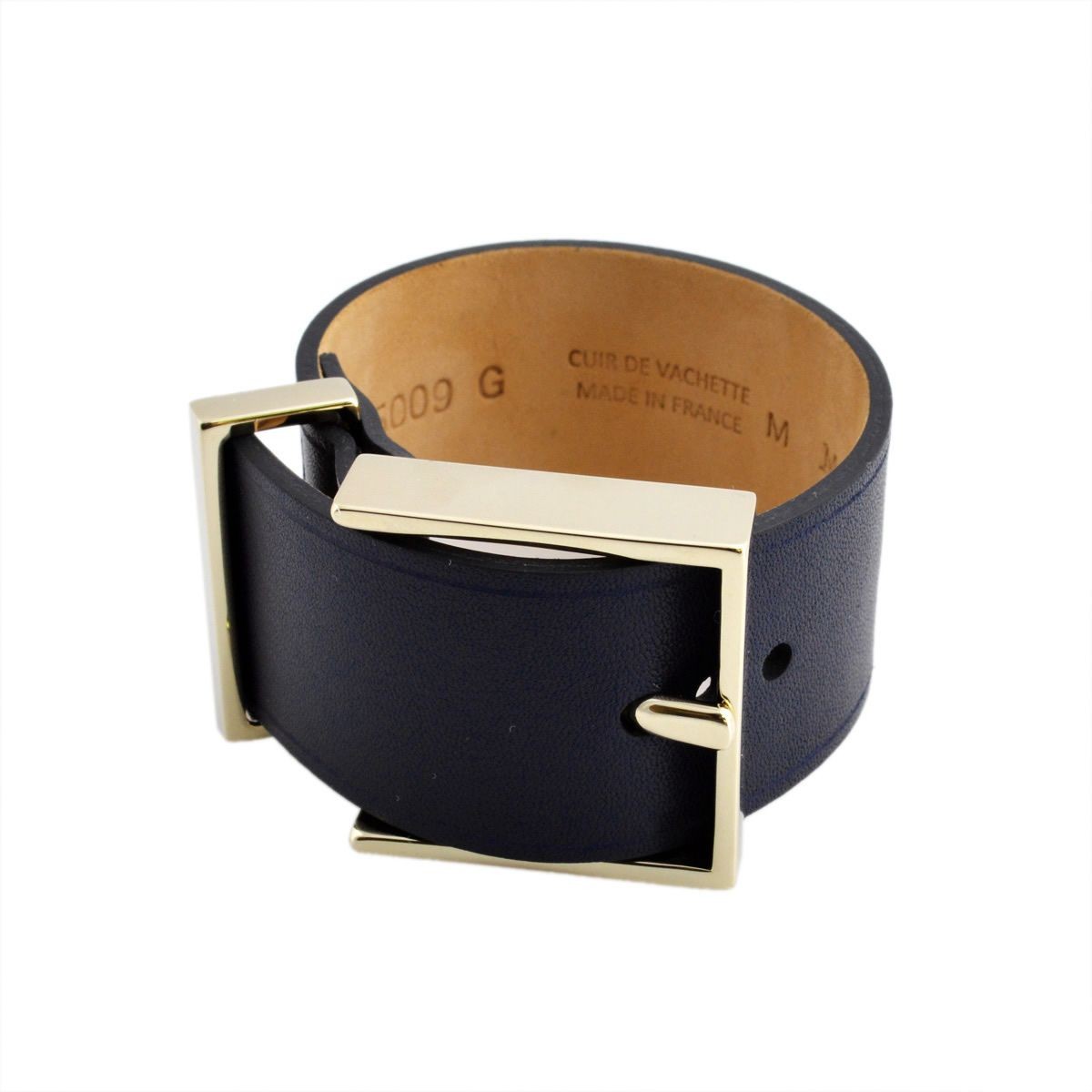 メゾンボワネ Maison Boinet 95009G 79 03 Navy M  ベルトタイプ レザー ブレスレット バングル 30mm