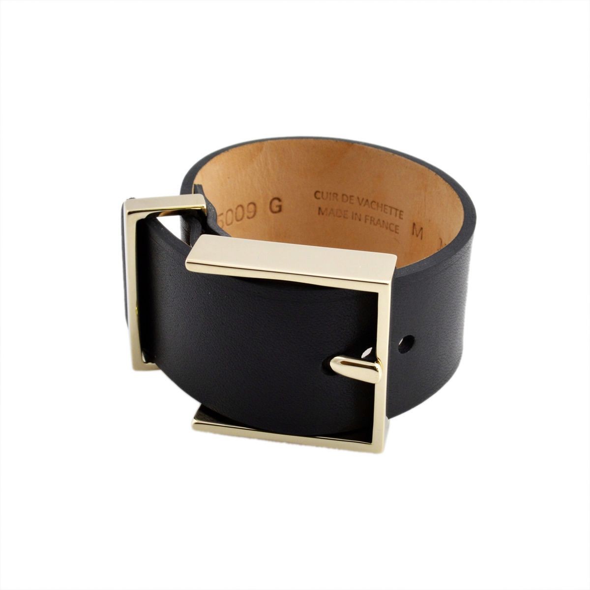 メゾンボワネ Maison Boinet 95009G 79 04 Black M  ベルトタイプ レザー ブレスレット バングル 30mm