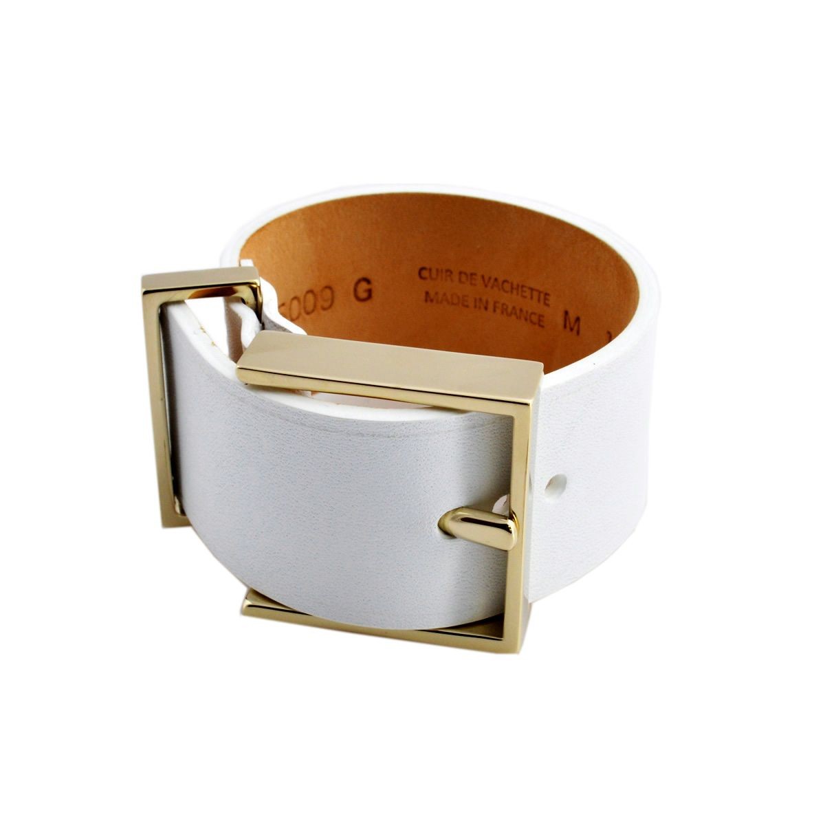メゾンボワネ Maison Boinet 95009G 79 09 White M  ベルトタイプ レザー ブレスレット バングル 30mm