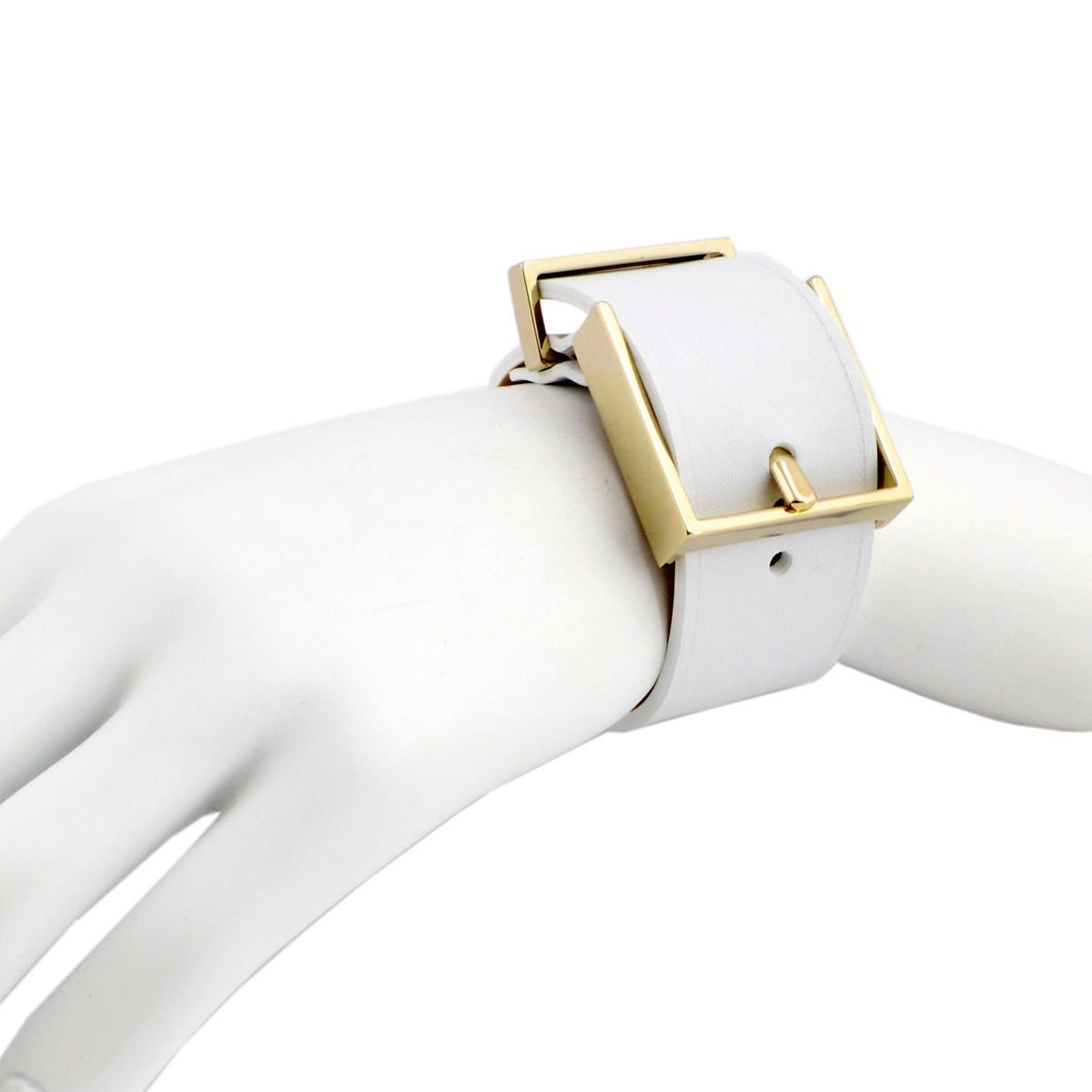 メゾンボワネ Maison Boinet 95009G 79 09 White M  ベルトタイプ レザー ブレスレット バングル 30mm