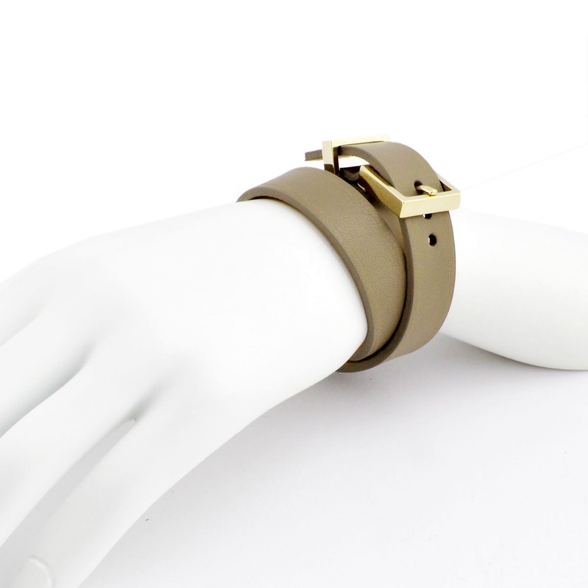 メゾンボワネ Maison Boinet 95011G 79 77 Gabardine M  ベルトタイプ ダブルラップ 2連 レザー ブレスレット 15mm