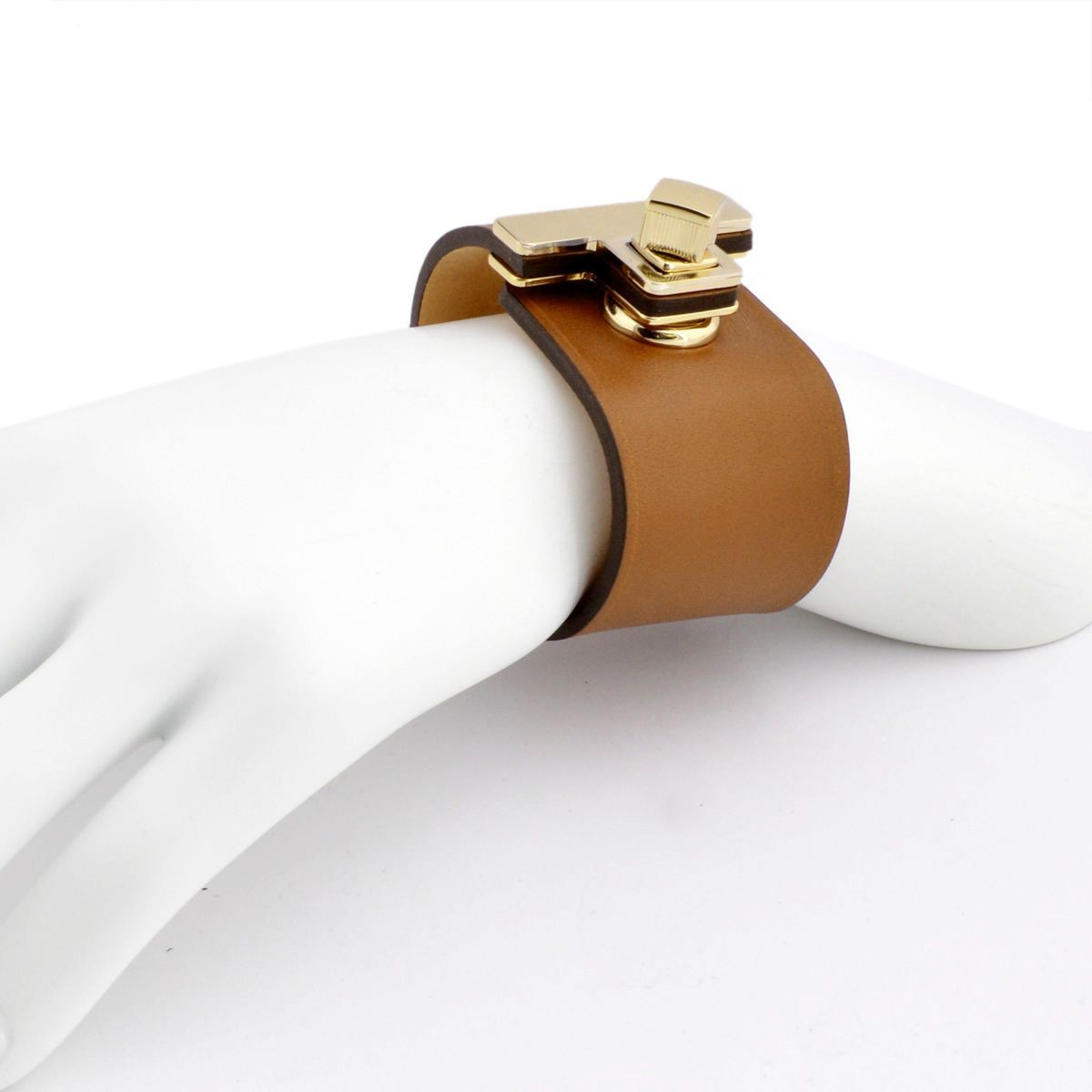 メゾンボワネ Maison Boinet 95027G 79 06 Havana M  ヒネリ金具 レザー ブレスレット バングル 40mm