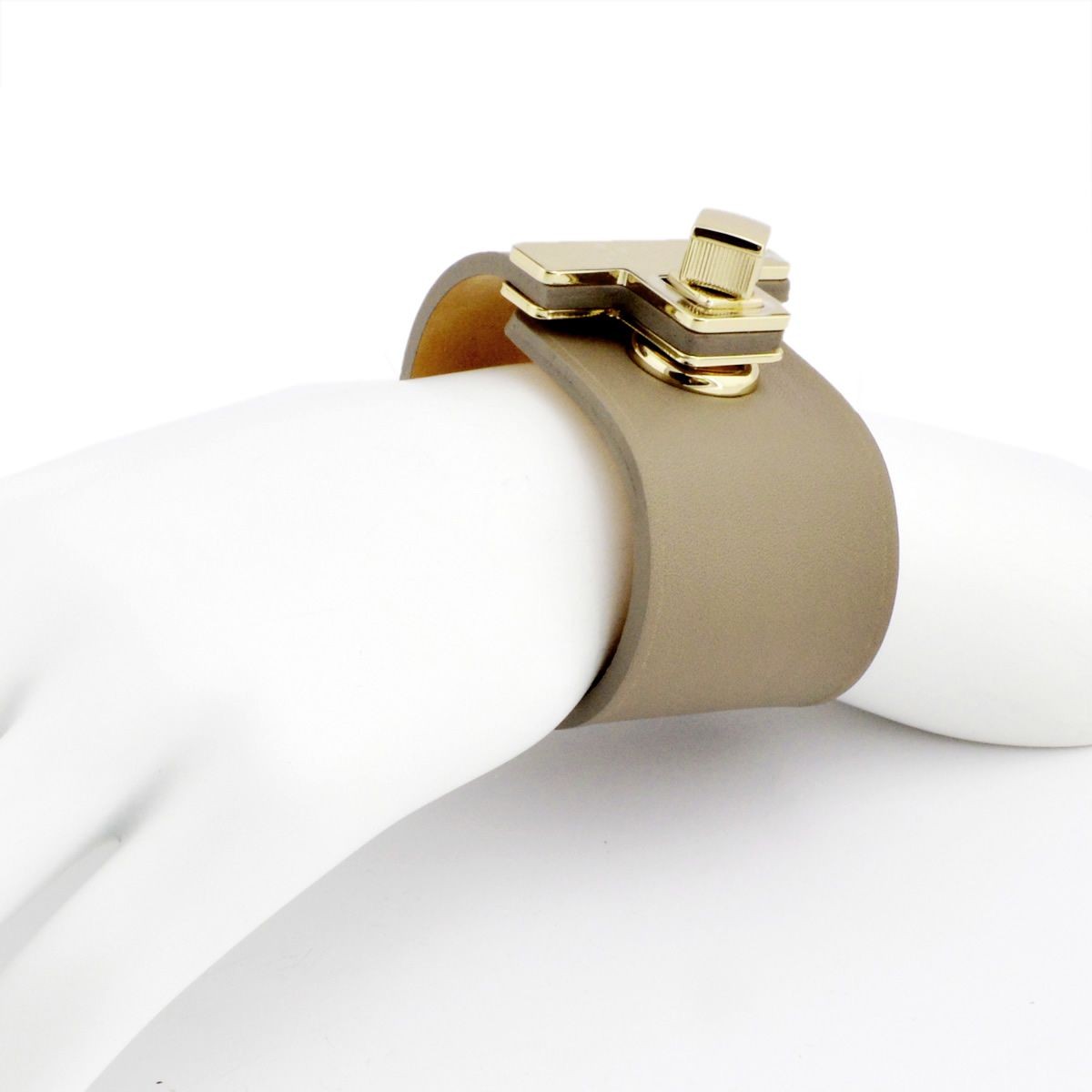 メゾンボワネ Maison Boinet 95027G 79 77 Gabardine M  ヒネリ金具 レザー ブレスレット バングル 40mm