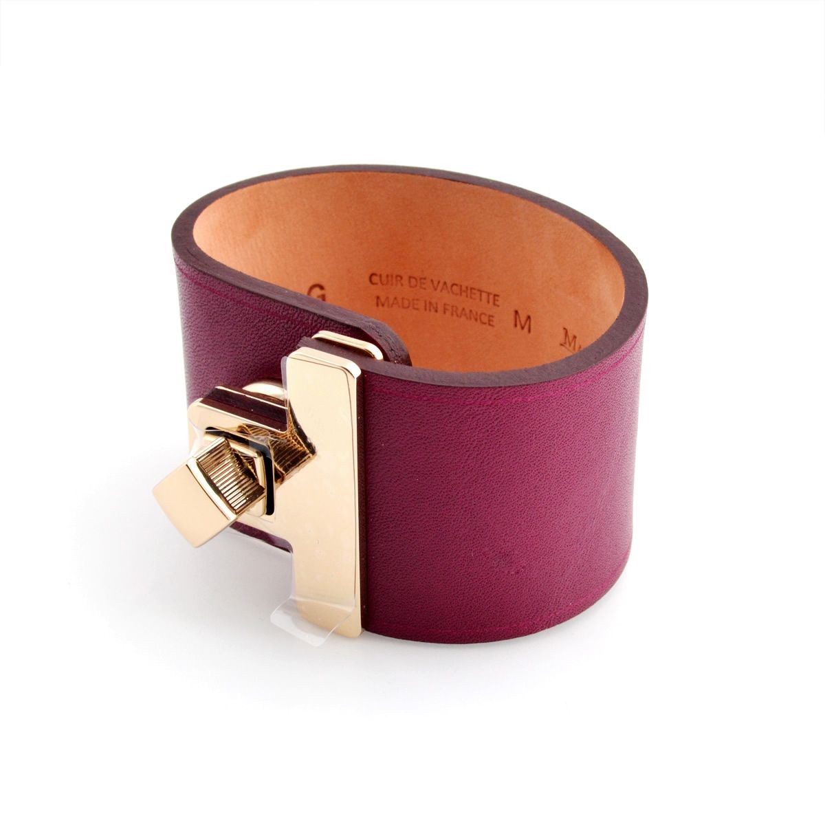 メゾンボワネ Maison Boinet 95027G 79 88 Burlat M  ヒネリ金具 レザー ブレスレット バングル 40mm