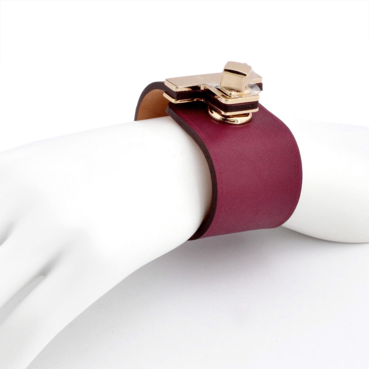 メゾンボワネ Maison Boinet 95027G 79 88 Burlat M  ヒネリ金具 レザー ブレスレット バングル 40mm