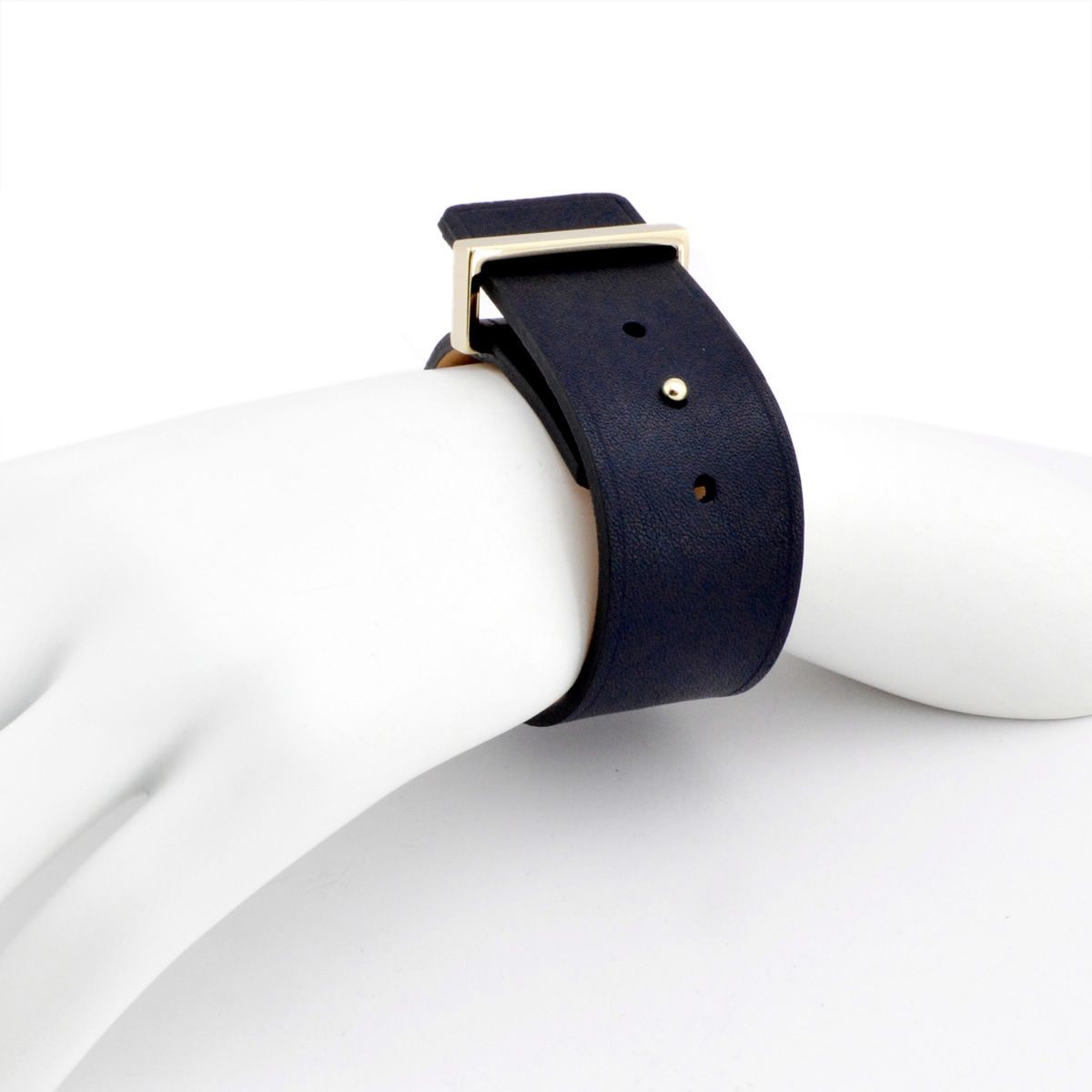 メゾンボワネ Maison Boinet 95080G 79 03 Navy M  ベルトタイプ レザー ブレスレット バングル 30mm