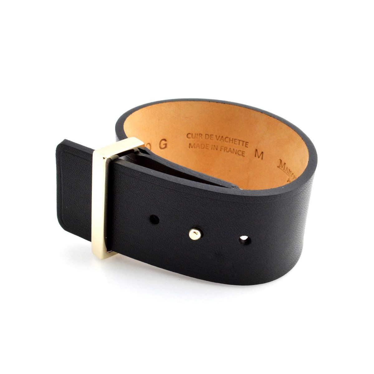 メゾンボワネ Maison Boinet 95080G 79 04 Black M  ベルトタイプ レザー ブレスレット バングル 30mm