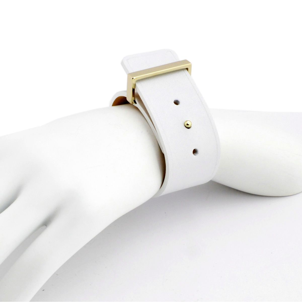 メゾンボワネ Maison Boinet 95080G 79 09 White M  ベルトタイプ レザー ブレスレット バングル 30mm