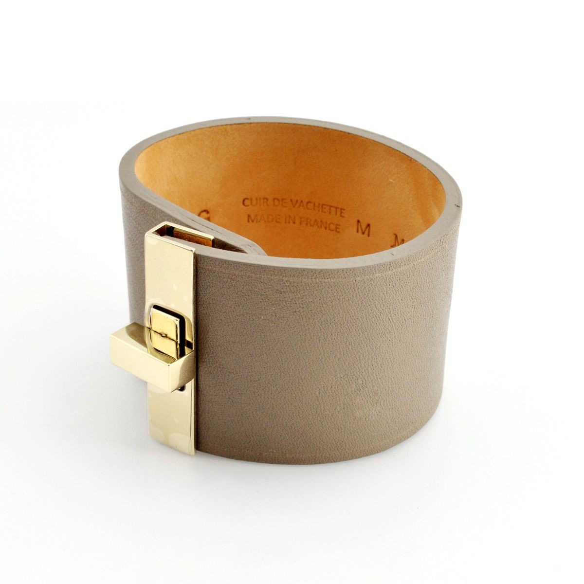 メゾンボワネ Maison Boinet 95092G 79 77 Qabardine M  ヒネリ金具 レザー ブレスレット バングル 40mm