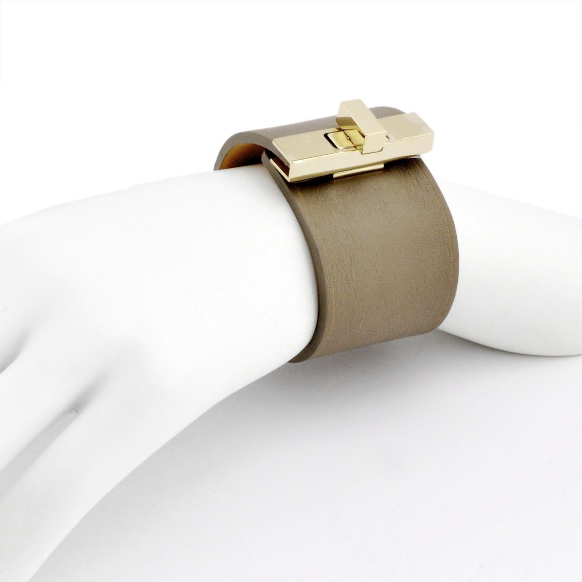 メゾンボワネ Maison Boinet 95092G 79 77 Qabardine M  ヒネリ金具 レザー ブレスレット バングル 40mm