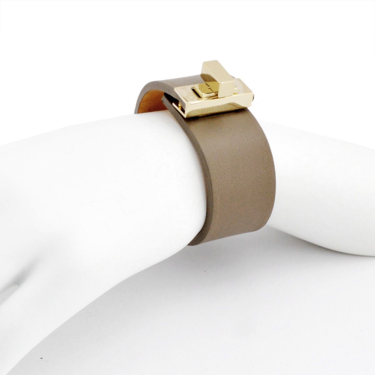 メゾンボワネ Maison Boinet 95093G 79 77 Gabardine M  ヒネリ金具 レザー ブレスレット バングル 25mm