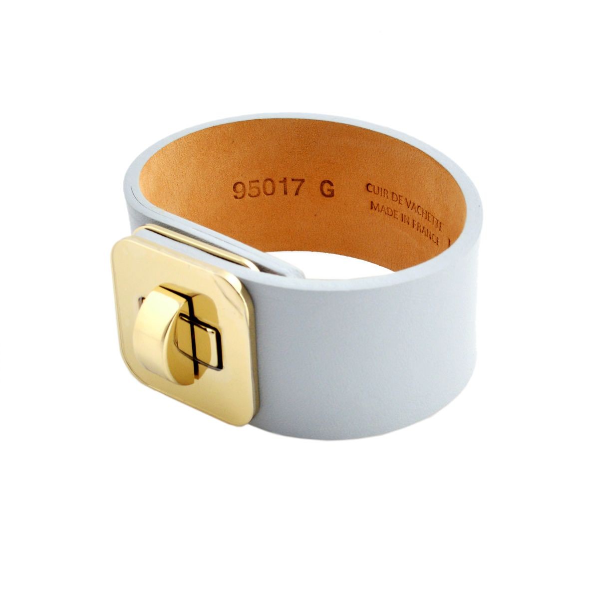 メゾンボワネ Maison Boinet 95017G 79 49 Gray Blue M  ヒネリ金具 レザー ブレスレット バングル 30mm