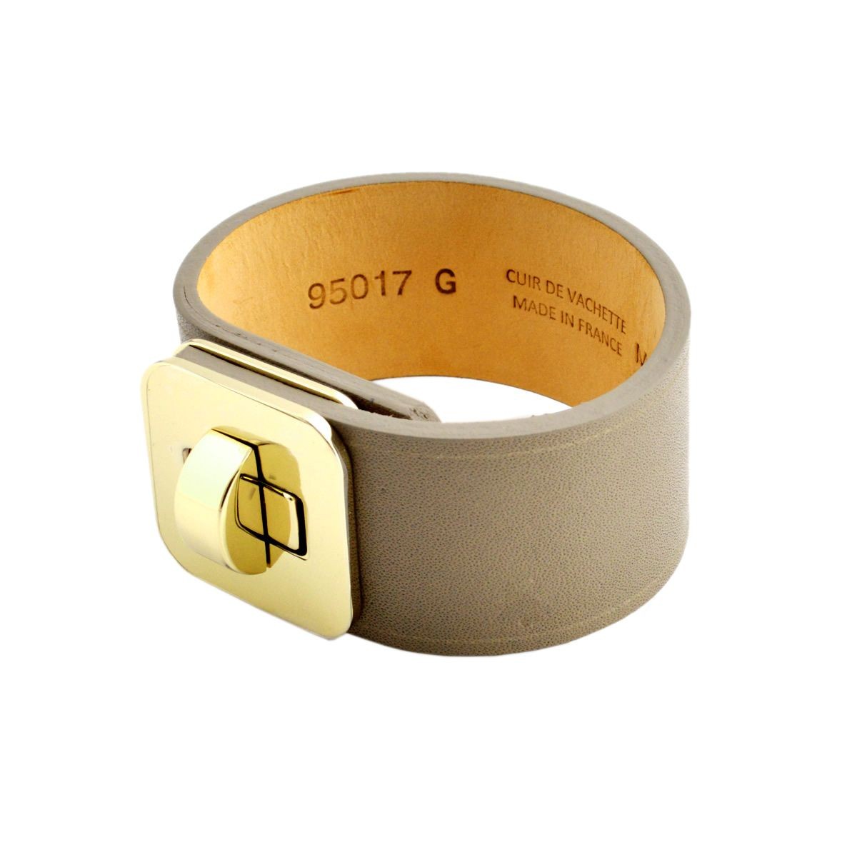 メゾンボワネ Maison Boinet 95017G 79 77 Gabardine M  ヒネリ金具 レザー ブレスレット バングル 30mm