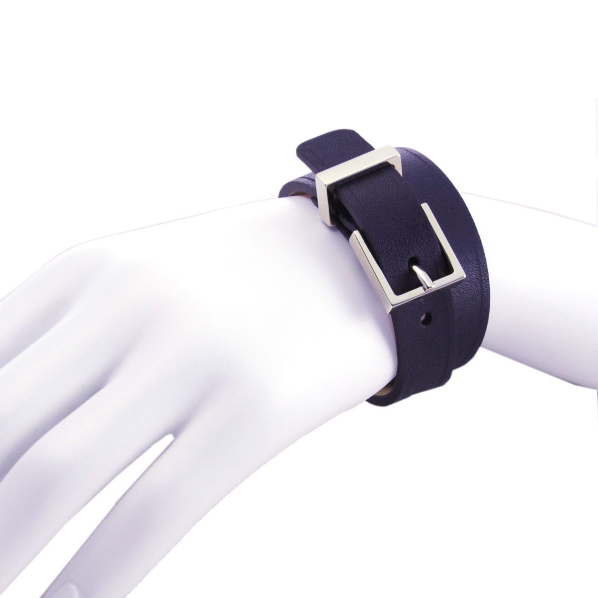 メゾンボワネ Maison Boinet 95011G-79-03-M Navy  ベルトタイプ ダブルラップ 2連 レザー ブレスレット 15mm