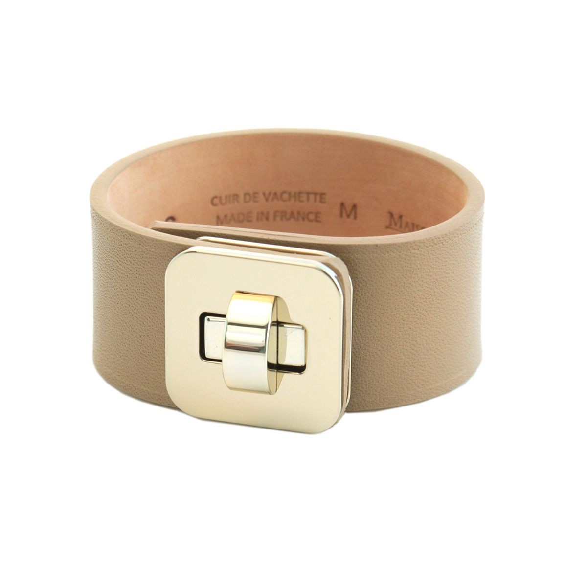 メゾンボワネ Maison Boinet 95017G-79-28-M Cinnamon  ヒネリ金具 レザー ブレスレット バングル 30mm